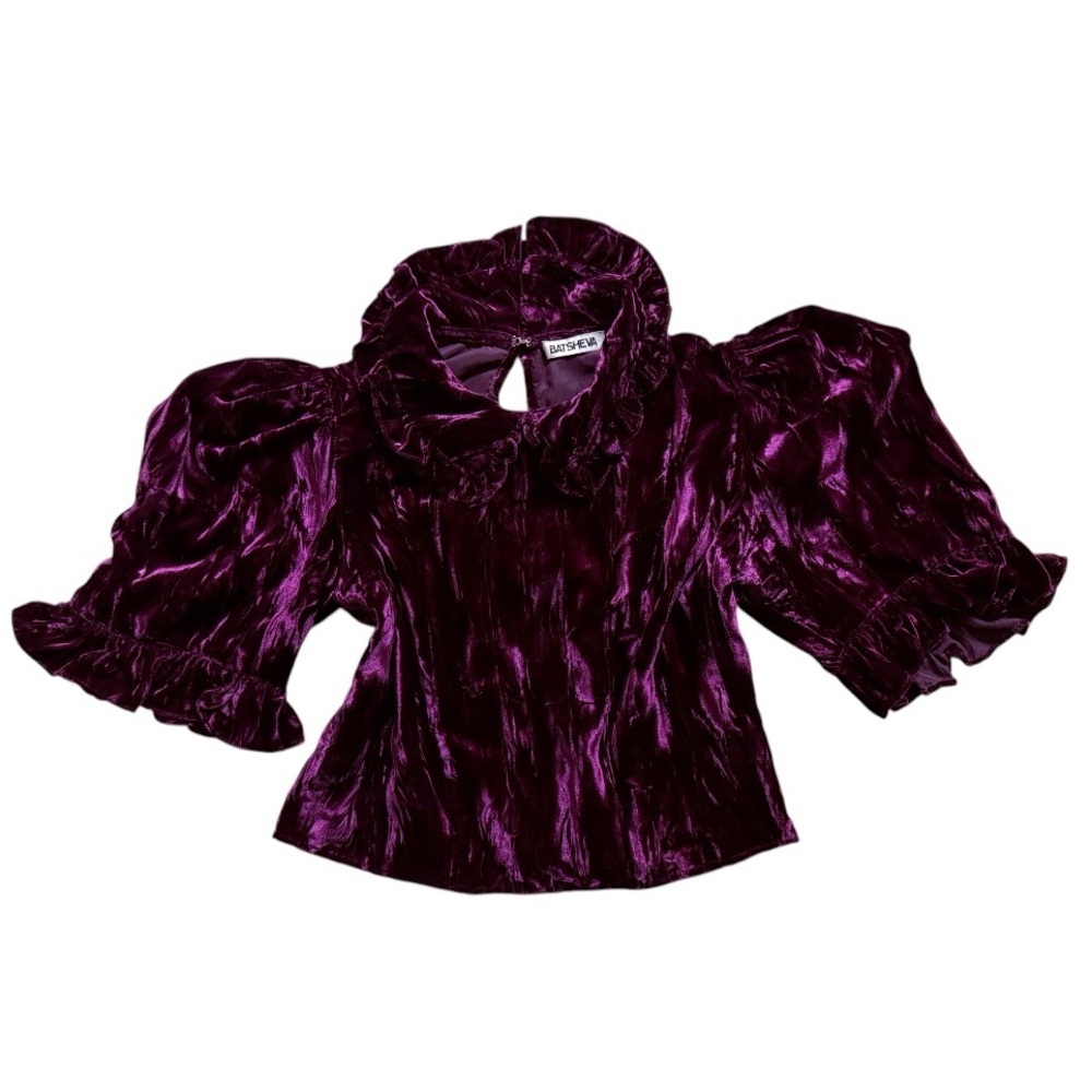RARE // Luxurious and elegant purple velvet blouse by Batsheva